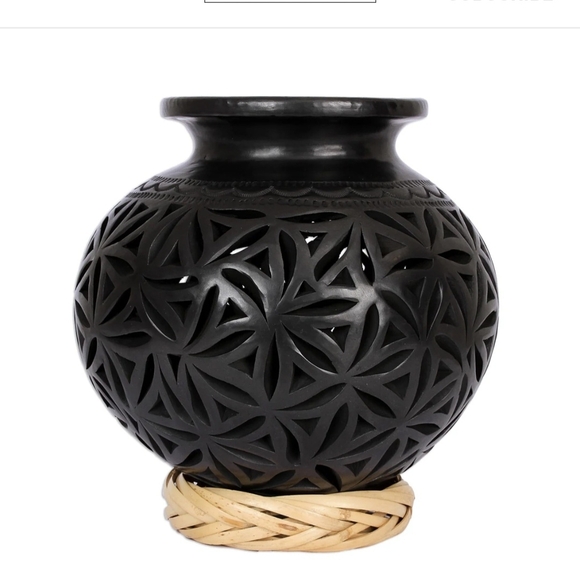 Other - Novica Oaxacan Stars Black Clay Round Openwork Vase